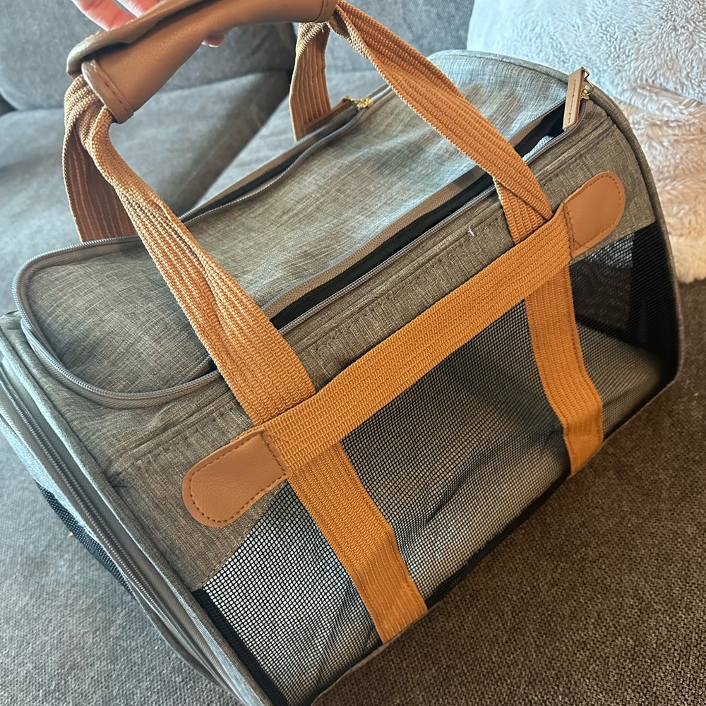 Sherpa Blue and Tan Pet Carrier